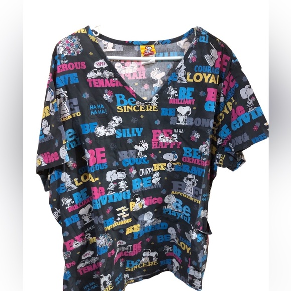 Peanut Scrub Top XXL Snoopy 100% Cotton, 2 front pockets - Picture 1 of 11